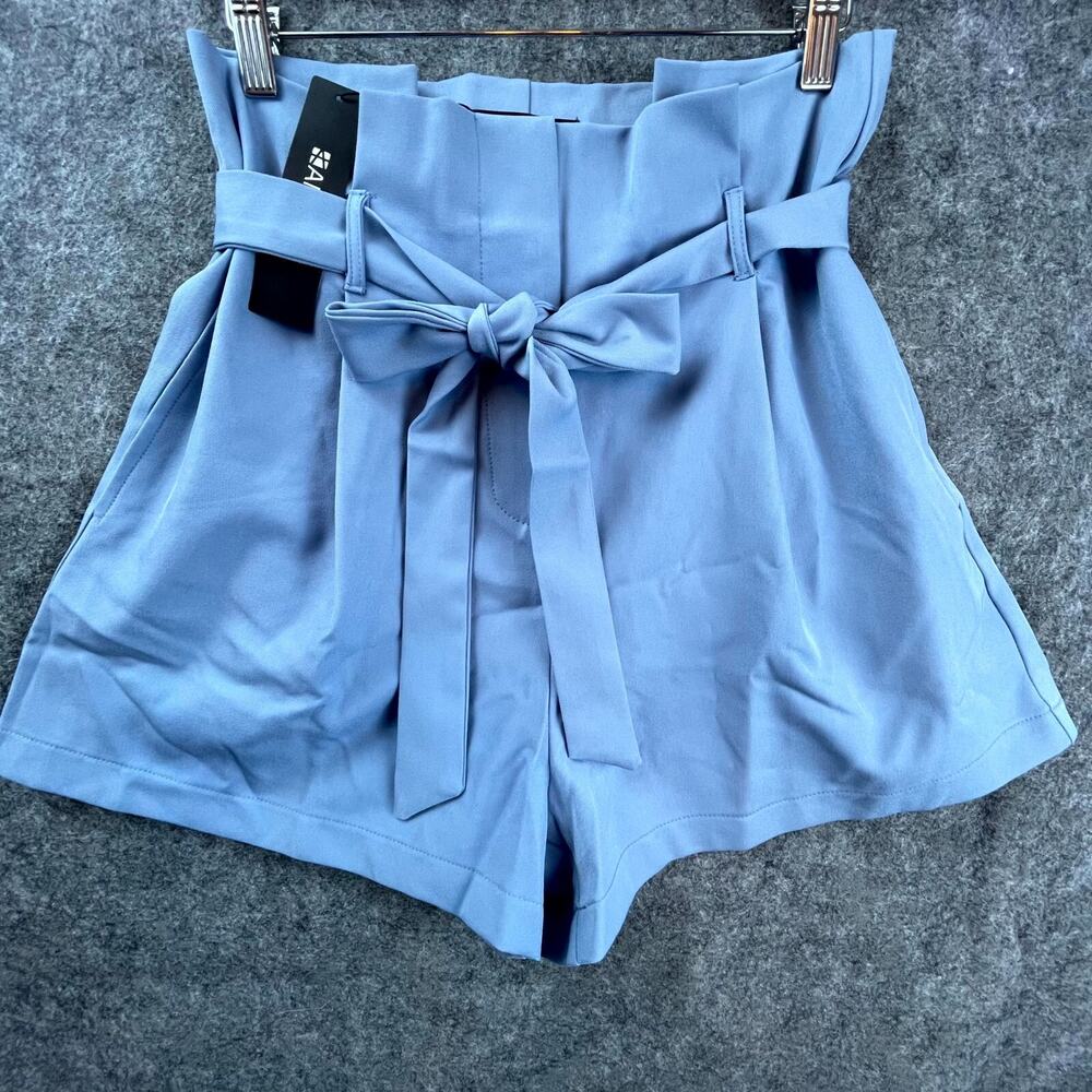 Allegra‎ K Shorts Womens Medium Pastel Blue Bow Paper Bag Pleated Classy Preppy